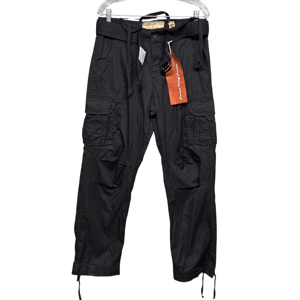 Surplus Tex Cargo Pants Mens S Black NWT Military Paratrooper Trousers Tactical